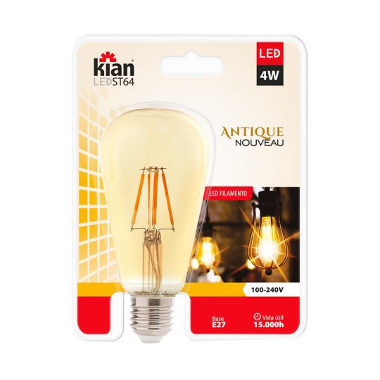 LAMPADA LED FILAMENTO | RETRO | ST64 | 4W | 2.2K | BIV | KIAN