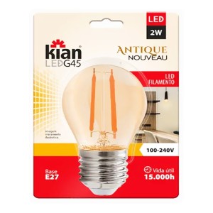 LAMPADA LED | FILAMENTO BULBO(RETRO) | 15738 | G45 | 2W | 2200K | BIV | KIAN