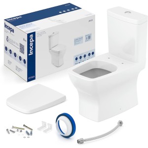 KIT BACIA COM CAIXA ACOPLADA 3/6 L + ASSENTO + ACESS | BOSS | BRANCO | INCEPA / ROCA