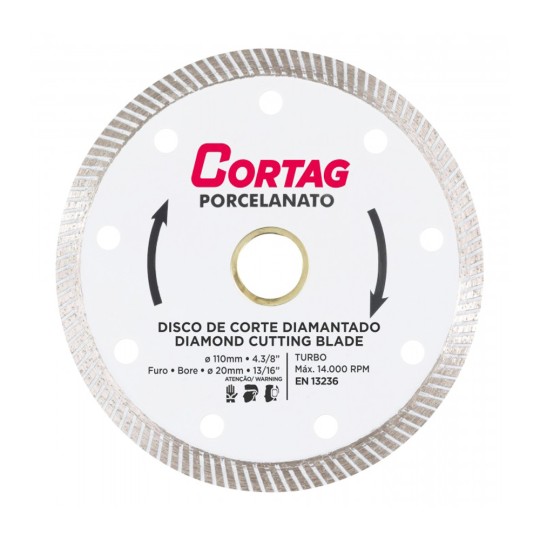 DISCO CORTE | DIAM P/PORCELANATO | TURBO | 110mm | CORTAG