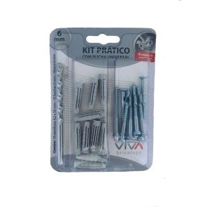 KIT PRATICO UNIVERSAL | PARAFAFUSO + BUCHA + BROCA | 6mm | BEMFIXA