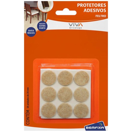 FELTRO ADESIVO REDONDO | 20mm | MARROM | BEMFIXA