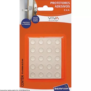 PROTETOR ADESIVO EVA | REDONDO | 8mm | COM 20 | TRANSPARENTE | BEMFIXA