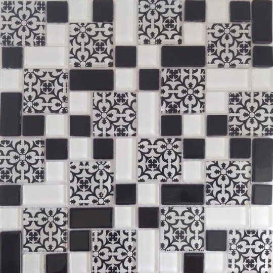 PASTILHA FIORI BLACK FIEL | 30x30 | GLASS LINE DE 66.08