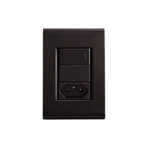 CONJUNTO 1 INTERRUPTOR SIMPLES + 1 TOMADA 2P+T | 10A | 250V | 4x2 | LIZ | GRAFITE | TRAMONTINA