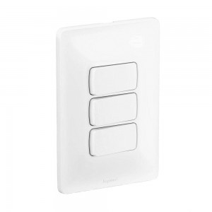 Conjunto Pial Zeffia 3 Interruptores Simples com Placa 4x2  10A (220V) Branco Pial Legrand