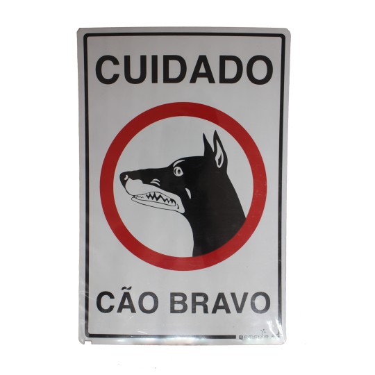 PLACA SINALIZACAO PS | CAO BRAVO | 20x30 | BEMFIXA