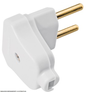 PLUGUE MACHO ANGULAR | 2 PINOS | 10A 250V | BRANCO | TRAMONTINA