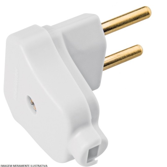 PLUGUE MACHO ANGULAR | 2 PINOS | 10A | 250V | BRANCO | TRAMONTINA