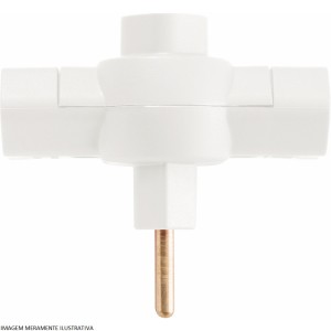 PLUGUE BENJAMIM | 3 TOMADAS COM 3 PINUS | 2P+T | 10A | 250V | BRANCO | TRAMONTINA