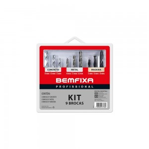 Kit Broca Combinado com 9 Unidades 7798 Bemfixa