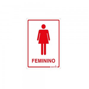 Placa de Sinalização 6684 "Feminino" 15x20 cm Poliestireno Autoadesiva Bemfixa