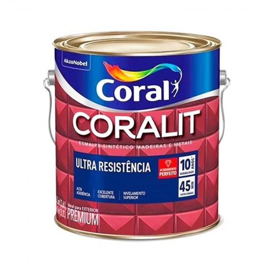 Esmalte Sintético Madeiras e Metais Coralit Ultra Resistência 5202681 Premium Alto Brilho Preto 3,6 Litros - Coral