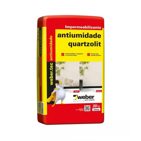 Reboco mpermeabilizante Antiumidade 20Kg Quartzolit
