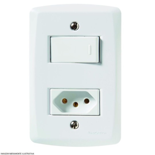 CONJUNTO 1 INTERRUPTOR SIMPLES + TOMADA | 2P+T | 20A | 250V | 4x2 | LUX2 | BRANCO | TRAMONTINA