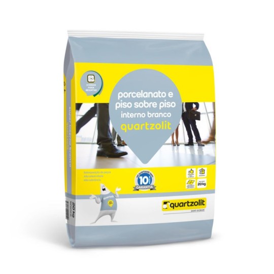 ARGAMASSA PORC E PISO SOBRE PISO | INTERNO | 20kg | BRANCO | QUARTZOLIT