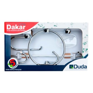 KIT ACESSORIO 5 PECAS | DAKAR | CROMADO-CRISTAL | DUDA