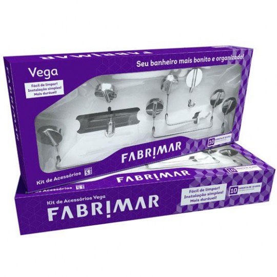 Kit para Banheiro com 5 peças Vega  5000-VEG Cromado Fabrimar