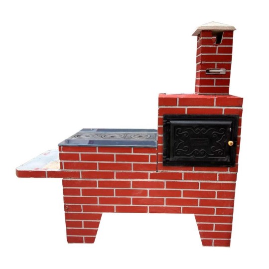 FOGAO COM FORNO | 3 BOCAS | TIJOLINHO | VERMELHO | DEGRILL