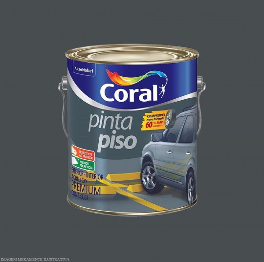 Tinta Pinta Piso Acríica Premium Cinza Escuro 3,6 Litros Coral