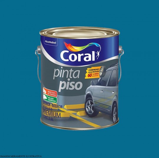 Tinta Pinta Piso Acríica Premium Azul 3,6 Litros Coral