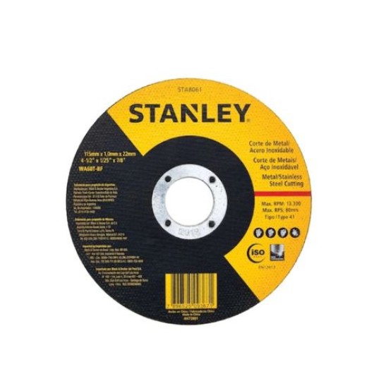 DISCO PARA CORTAR FERRO | 115x10x22mm | INOX | STANLEY