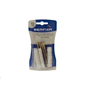 PARAFUSO CABECA CHATA COM BUCHA UNIVERSAL | 10mm | MADEIRA PHILIPS | BEMFIXA