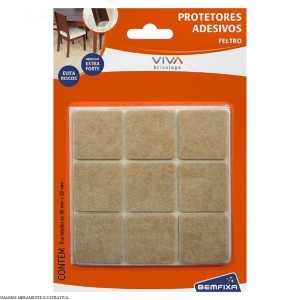 FELTRO ADESIVO QUADRADO | 30x30mm | COM 9 | MARROM | BEMFIXA