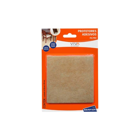 FELTRO ADESIVO QUADRADO | 99x99mm | COM 1 | MARROM | BEMFIXA