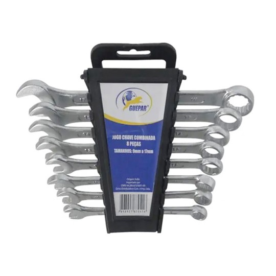 JOGO CHAVE COMBINADA | 9mm a 17mm | COM 8 PCS | GUEPAR