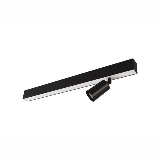 LUMINARIA | SPIRE | LINEAR | 20w | 3000K | SOBREPOR | +SPOT MR11 | PRETO FOSCO | TASCHIBRA