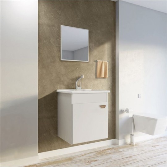 CONJUNTO GABINETE SUSPENSO COM QUADRO | ESSENZA | 400 | BRANCO-BRANCO | GAAM