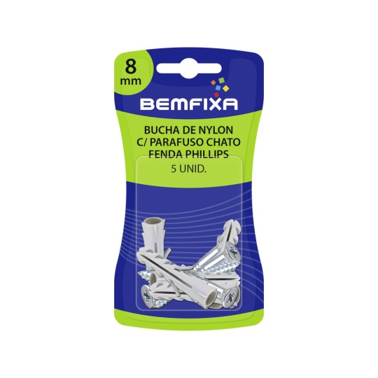 PARAFUSO CABECA CHATA COM BUCHA | MADEIRA | PHILIPS | 08mm | BEMFIXA