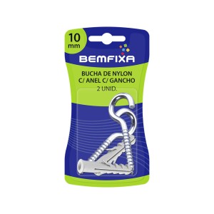 GANCHO ZINCADO COM BUCHA | 4.9x75 | 10mm | BEMFIXA