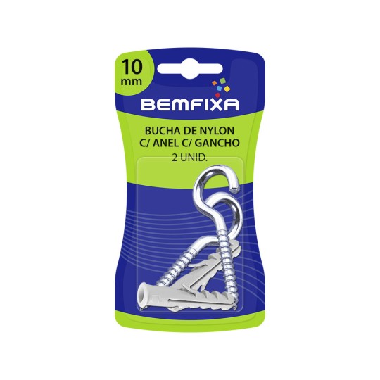 GANCHO ZINCADO COM BUCHA | 4.9x75 | 10mm | BEMFIXA