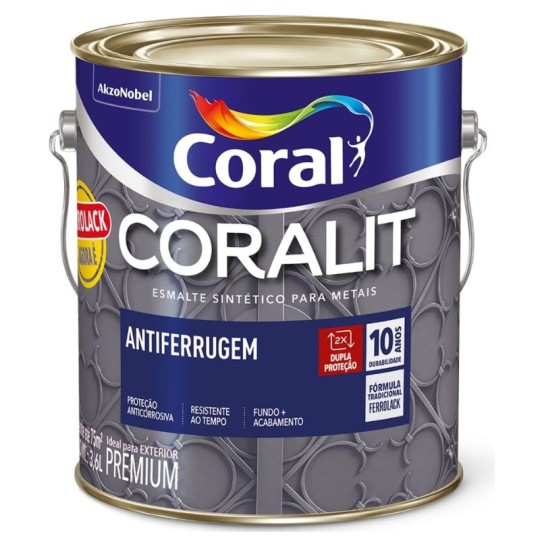 CORALIT ANTIFERRUGEM | PRETO | FERROLACK | 3.6L | CORAL