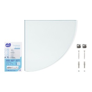 PRATELEIRA DE CANTO VIDRO 8mm | INCOLOR | 25x25 | COM SUPORTE CROMADO | BEMFIXA