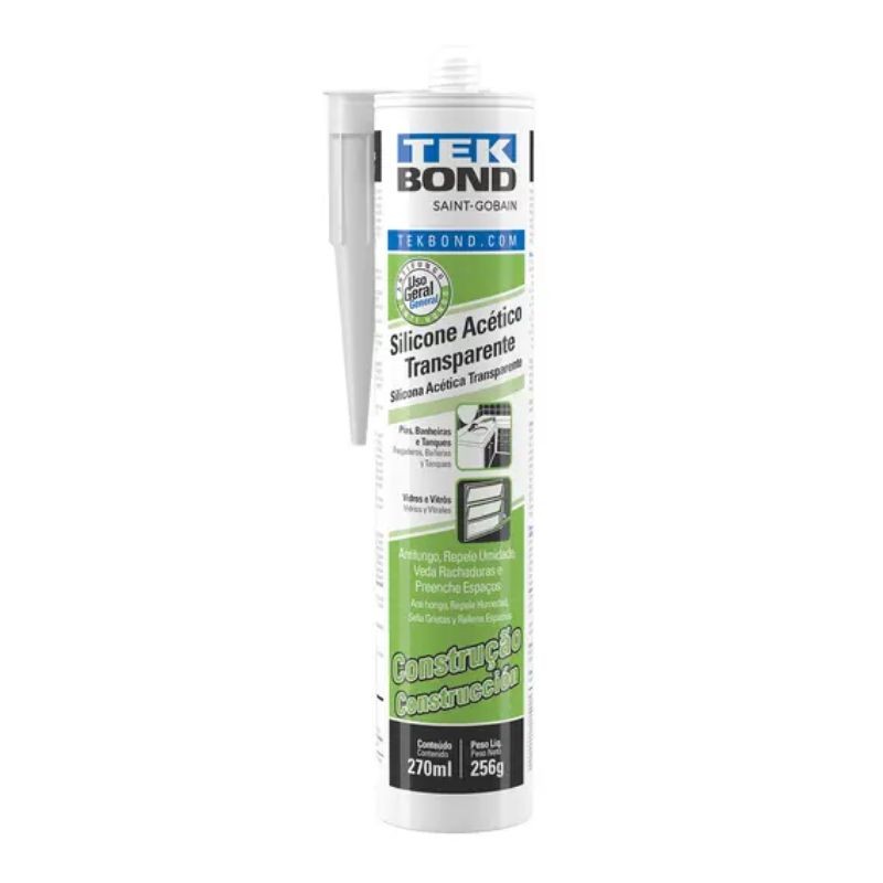 SILICONE INCOLOR ACETICO | 256gr | TEKBOND - Wermar Materiais de Construção