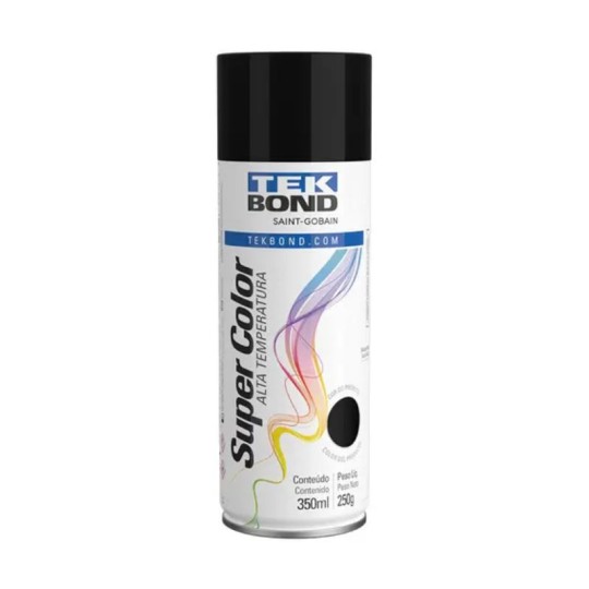 SPRAY SUPER COLOR | 350ml | PRETO FO A. TEMPERATURA | TEKBOND