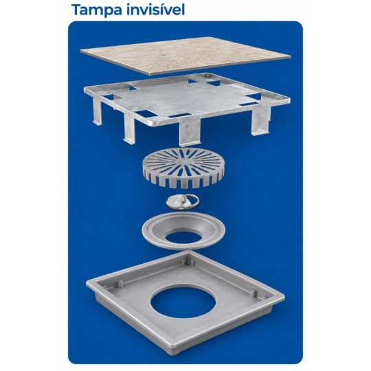 RALO QUADRATA | BASE ABS | 10x10 | TAMPA INVISIVEL | SELMETAL