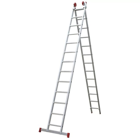 ESCADA ALUMINIO | 2 EM 1 EXTENSOR 2x13 DEGRAUS | F3.81m/E6.68m/P3.53m | BOTAFOGO